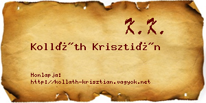 Kolláth Krisztián névjegykártya